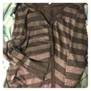 Glitter stripped button down cardigan